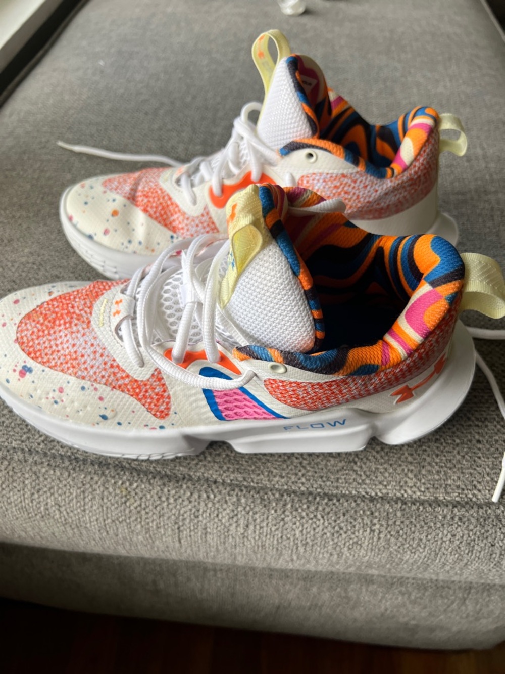 Under Armour White, Orange & Blue Women's FLOW Sneakers